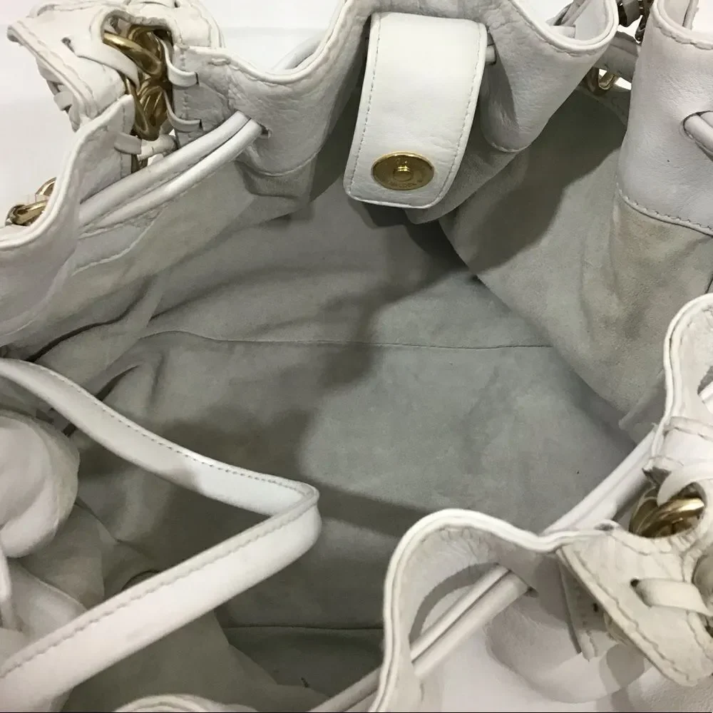 Michael Kors White Oversized Leather Tote Fringe Tassels Bag - Picture 8 of 11